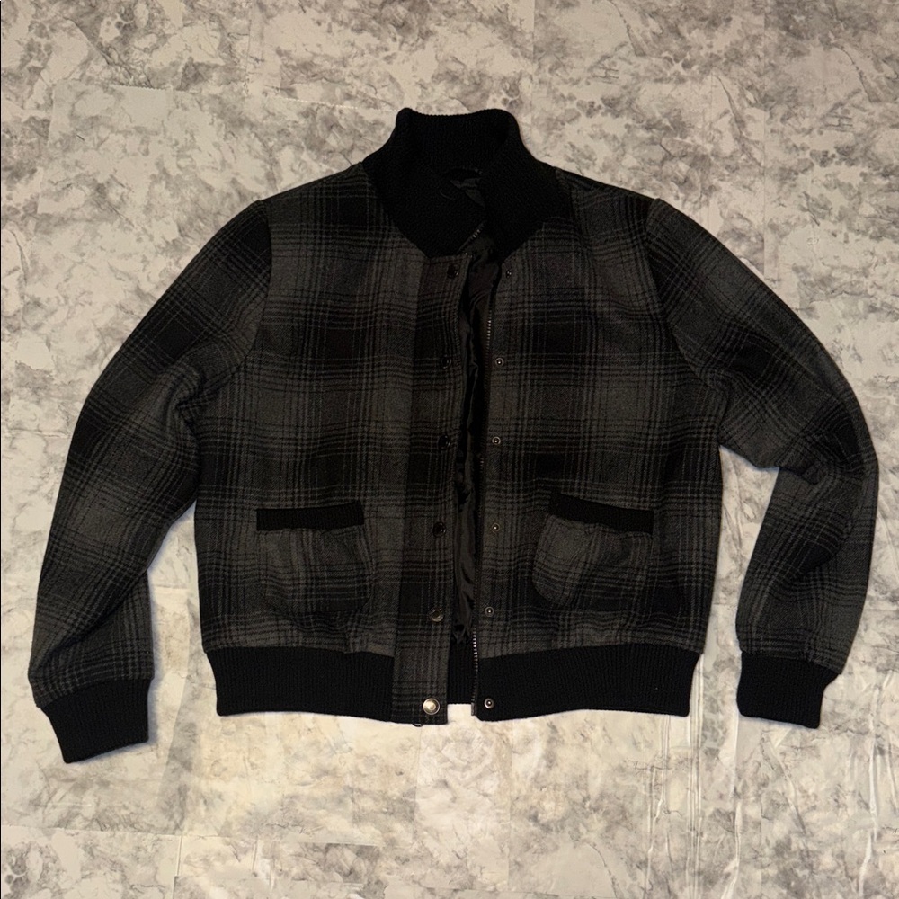 Relativity Dark Checkered Bomber Jacket - image 1